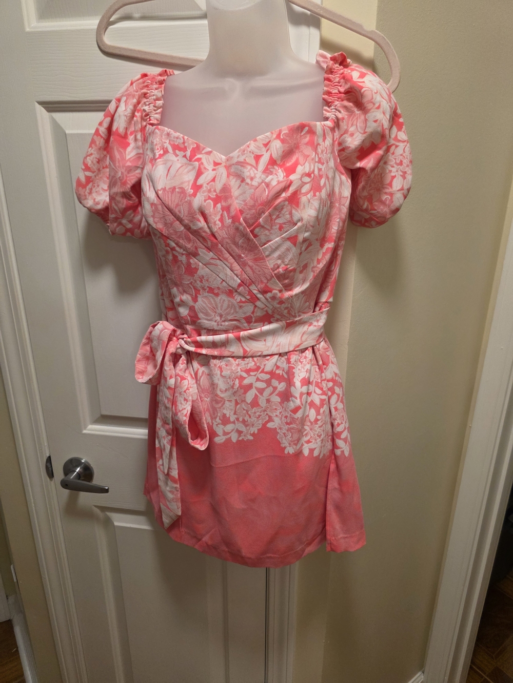 Lilly Pulitzer Pink & White Floral Off-Shoulder Romper NWT Size 6